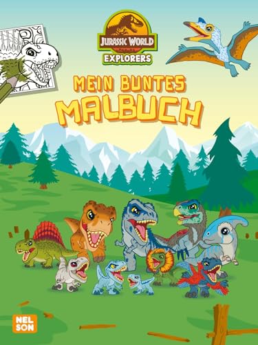 Jurassic World Explorers: Mein buntes Malbuch: Großflächige Ausmalbilder mit Dinosaurier-Motiven für Kindergartenkinder ab 3 Jahren von Nelson