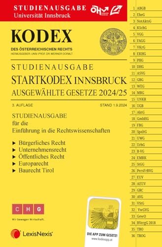 KODEX Startkodex Innsbruck 2024/25 - inkl. App: Studienausgabe für die Uni Innsbruck KODEX Startkodex Innsbruck 2024/25 - inkl. App: Studienausgabe für die Uni Innsbruck von LexisNexis ARD ORAC