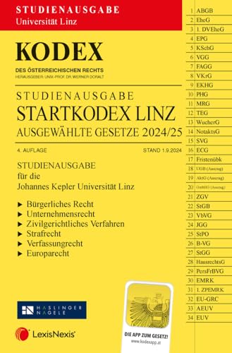 KODEX Startkodex Linz 2024/25 - inkl. App: Studienausgabe für die Uni Linz KODEX Startkodex Linz 2024/25 - inkl. App: Studienausgabe für die Uni Linz von LexisNexis ARD ORAC