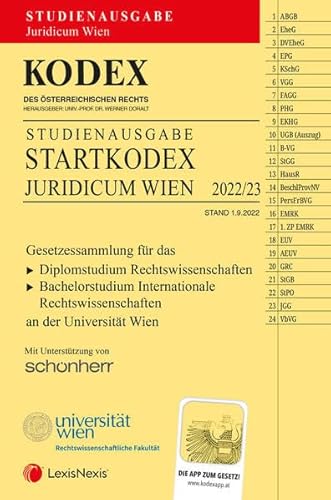 KODEX Startkodex Wien Juridicum 2022/23 - inkl. App: Studienausgabe für die Uni Wien von LexisNexis ARD ORAC