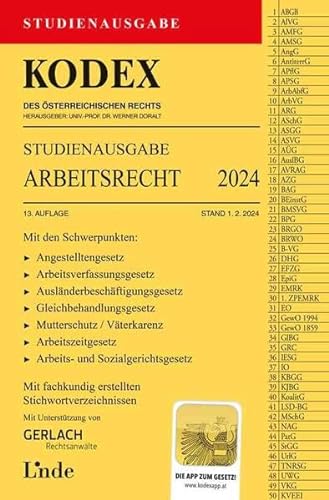 KODEX Studienausgabe Arbeitsrecht 2024: Studienausgabe von Linde Verlag Ges.m.b.H.