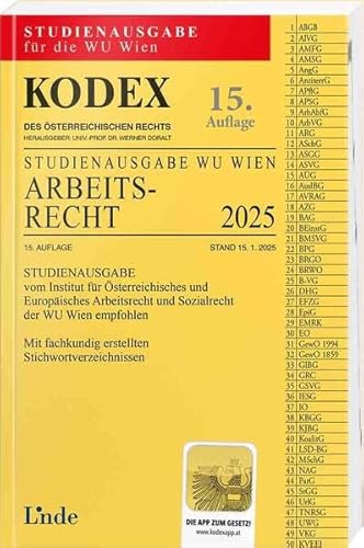 KODEX Studienausgabe Arbeitsrecht WU 2025: Studienausgabe für die WU Wien von Linde Verlag Ges.m.b.H.