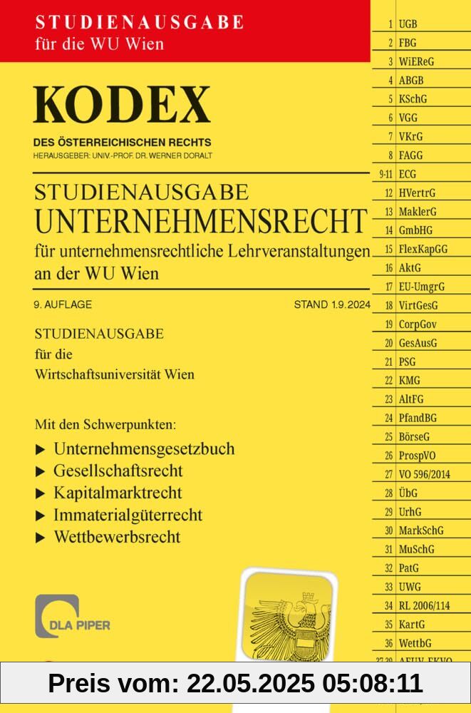 KODEX Unternehmensrecht für unternehmensrechtliche LVA (WU Wien) 2024/25 - inkl. App