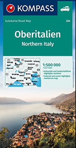 KOMPASS Autokarte Oberitalien, Italia settentrionale, Northern Italy, Italie du Nord 1:500.000: mit Panorama auf der Rückseite KOMPASS Autokarte Oberitalien, Italia settentrionale, Northern Italy, Italie du Nord 1:500.000: mit Panorama auf der Rückseite