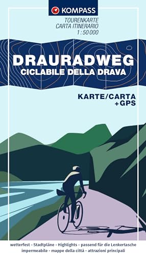 KOMPASS Fahrrad-Tourenkarte Drauradweg – Ciclabile della Drava 1:50.000: Von Toblach nach Maribor, GPX-Datei zum Download, Leporello Karte, reiß- und wetterfest von KOMPASS-KARTEN