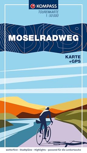 KOMPASS Fahrrad-Tourenkarte Moselradweg von Schengen nach Koblenz 1:50.000: GPX-Datei zum Download, Leporello Karte, reiß- und wetterfest von KOMPASS-KARTEN