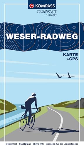 KOMPASS Fahrrad-Tourenkarte Weser-Radweg 1:50.000: Von Hann. Münden bis Cuxhaven, Leporello Karte, reiß- und wetterfest von KOMPASS-KARTEN