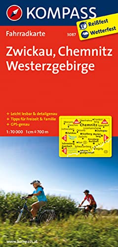KOMPASS Fahrradkarte 3087 Zwickau - Chemnitz - Westerzgebirge 1:70.000: reiß- und wetterfest