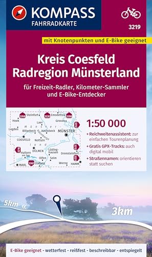 KOMPASS Fahrradkarte 3219 Kreis Coesfeld - Radregion Münsterland mit Knotenpunkten 1:50.000: reiß- und wetterfest mit Straßennamen von KOMPASS-KARTEN