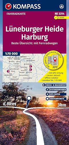 KOMPASS Fahrradkarte 3314 Lüneburger Heide, Harburg 1:70.000: reiß- und wetterfest KOMPASS Fahrradkarte 3314 Lüneburger Heide, Harburg 1:70.000: reiß- und wetterfest von KOMPASS-KARTEN