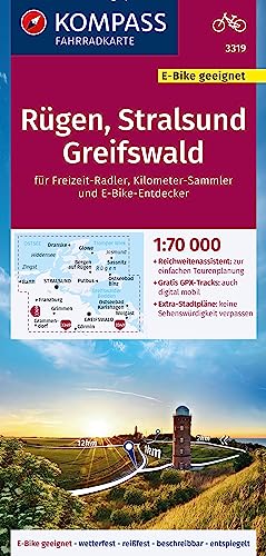 KOMPASS Fahrradkarte 3319 Rügen, Stralsund, Greifswald 1:70.000: reiß- und wetterfest mit Extra Stadtplänen KOMPASS Fahrradkarte 3319 Rügen, Stralsund, Greifswald 1:70.000: reiß- und wetterfest mit Extra Stadtplänen