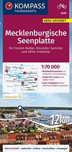 KOMPASS Fahrradkarte 3320 Mecklenburgische Seenplatte 1:70.000: reiß- und wetterfest mit Extra Stadtplänen von KOMPASS-KARTEN