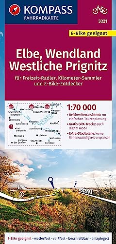 KOMPASS Fahrradkarte 3321 Elbe, Wendland, Westliche Prignitz 1:70.000: reiß- und wetterfest mit Extra Stadtplänen KOMPASS Fahrradkarte 3321 Elbe, Wendland, Westliche Prignitz 1:70.000: reiß- und wetterfest mit Extra Stadtplänen