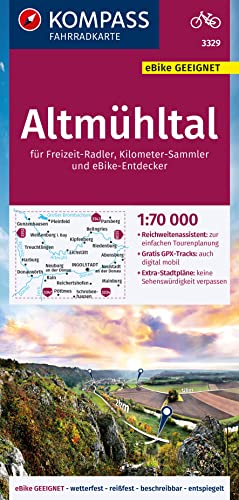 KOMPASS Fahrradkarte 3329 Altmühltal 1:70.000: reiß- und wetterfest mit Extra Stadtplänen von KOMPASS-KARTEN
