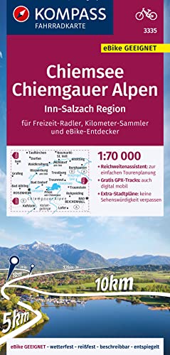 KOMPASS Fahrradkarte 3335 Chiemsee - Chiemgauer Alpen 1:70.000: reiß- und wetterfest mit Extra Stadtplänen KOMPASS Fahrradkarte 3335 Chiemsee - Chiemgauer Alpen 1:70.000: reiß- und wetterfest mit Extra Stadtplänen
