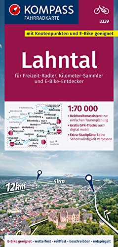 KOMPASS Fahrradkarte 3339 Lahntal 1:70.000: reiß- und wetterfest mit Extra Stadtplänen