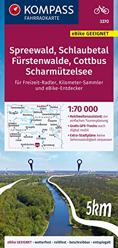KOMPASS Fahrradkarte 3370 Spreewald, Schlaubetal, Fürstenwalde, Cottbus, Scharmützelsee mit Knotenpunkten 1:70.000: reiß- und wetterfest mit Extra Stadtplänen KOMPASS Fahrradkarte 3370 Spreewald, Schlaubetal, Fürstenwalde, Cottbus, Scharmützelsee mit Knotenpunkten 1:70.000: reiß- und wetterfest mit Extra Stadtplänen von KOMPASS-KARTEN
