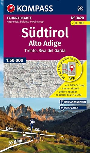 KOMPASS Fahrradkarte 3420 Südtirol / Alto Adige, Trento, Riva del Garda (4 Karten im Set) 1:50.000: mit allen Hauptwegen, Radfernwegen und Mountainbikewegen von KOMPASS-KARTEN