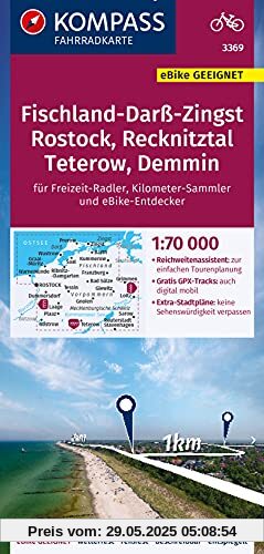 KOMPASS Fahrradkarte Fischland-Darß-Zingst, Rostock, Recknitz-Trebeltal, Mecklenburgische Schweiz3369: Fahrradkarte. GPS-genau. 1:70000 (KOMPASS-Fahrradkarten Deutschland, Band 3369)