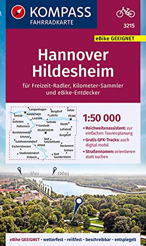 KOMPASS Fahrradkarte 3215 Hannover, Hildesheim 1:50.000: reiß- und wetterfest