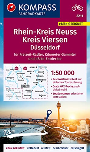 KOMPASS Fahrradkarte 3211 Rheinkreis Neuss, Kreis Viersen 1:50.000: reiß- und wetterfest von Kompass Karten GmbH