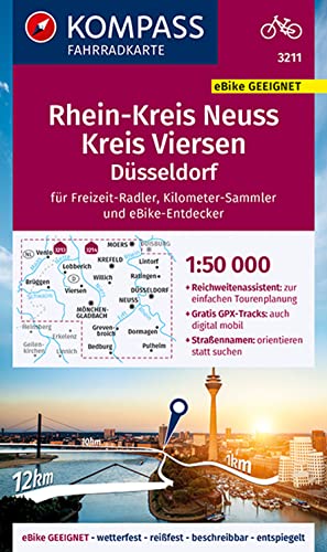 KOMPASS Fahrradkarte 3211 Rheinkreis Neuss, Kreis Viersen 1:50.000: reiß- und wetterfest von Kompass