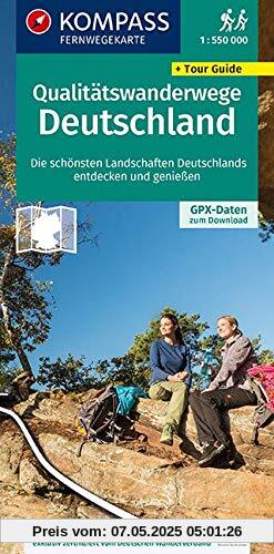 KOMPASS Fernwegekarte Qualitätswanderwege Deutschland: Die schönsten Landschaften Deutschlands entdecken & genießen. GPX-Daten zum Download. (KOMPASS-Wander-Tourenkarten, Band 2561)