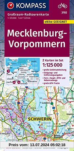 KOMPASS GRK 3702 Mecklenburg-Vorpommern: 1:125000 (KOMPASS Großraum-Radtourenkarte, Band 3702)