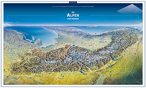 KOMPASS Panorama-Poster Die Alpen von Norden: Plano in der Rolle