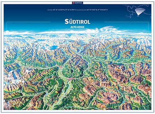 KOMPASS Panorama-Poster Südtirol, Alto Adige: Plano in der Rolle