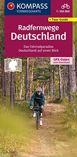 KOMPASS Radfernwegekarte Radfernwege Deutschland 1:550.000: Das Fahrradparadies Deutschland auf einen Blick. GPX-Daten zum Download. von Kompass