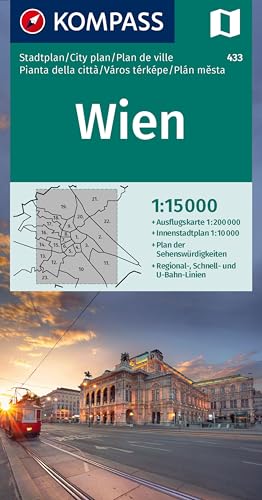 KOMPASS Stadtplan Wien 1:15.000: Innenstadt 1:10000. Ausflugskarte 1:200000 von KOMPASS-KARTEN