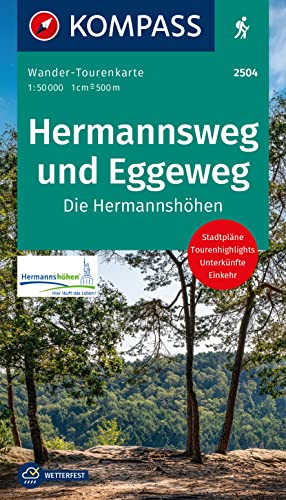 KOMPASS Wander-Tourenkarte Hermannsweg und Eggeweg, Die Hermannshöhen 1:50.000: Leporello Karte, reiß- und wetterfest von KOMPASS-KARTEN