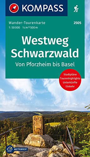 KOMPASS Wander-Tourenkarte Westweg Schwarzwald 1:50.000: Leporello Karte, reiß- und wetterfest von KOMPASS-KARTEN