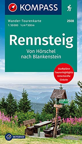 KOMPASS Wander-Tourenkarte Der Rennsteig 1:50.000: Leporello Karte, reiß- und wetterfest