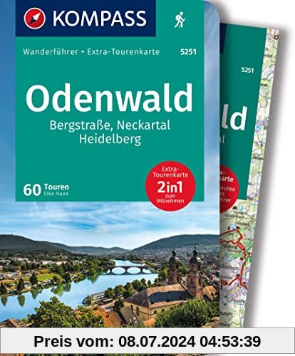 KOMPASS Wanderführer 5251 Odenwald, 60 Touren: mit Extra-Tourenkarte Maßstab, GPX-Daten zum Download