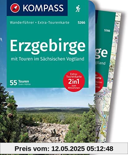 KOMPASS Wanderführer 5266 Erzgebirge, 55 Touren: mit Extra-Tourenkarte Maßstab, GPX-Daten zum Download