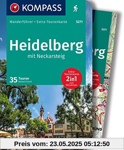 KOMPASS Wanderführer 5271 Heidelberg mit Neckarsteig, 35 Touren: mit Extra-Tourenkarte Maßstab, GPX-Daten zum Download