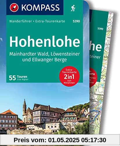 KOMPASS Wanderführer 5390 Hohenlohe, Mainhardter Wald, Löwensteiner und Ellwanger Berge, 55 Touren: Wanderführer mit Extra-Tourenkarten und Höhenprofilen, GPX-Daten zum Download