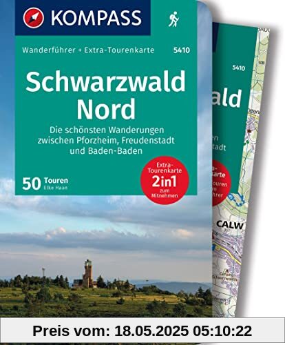 KOMPASS Wanderführer 5410 Schwarzwald Nord, Die schönsten Wanderungen zwischen Pforzheim, Freudenstadt und Baden-Baden: Wanderführer mit Extra-Tourenkarte 1:50.000, 50 Touren, GPX-Daten zum Download
