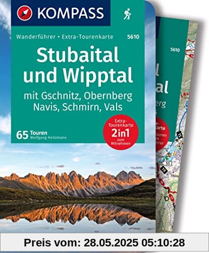 KOMPASS Wanderführer 5610 Stubaital und Wipptal mit Gschnitz, Obernberg, Navis, Schmirn, Vals, 65 Touren: Wanderführer mit Extra-Tourenkarte 1:25.000, GPX-Daten zum Download KOMPASS Wanderführer 5610 Stubaital und Wipptal mit Gschnitz, Obernberg, Navis, Schmirn, Vals, 65 Touren: Wanderführer mit Extra-Tourenkarte 1:25.000, GPX-Daten zum Download