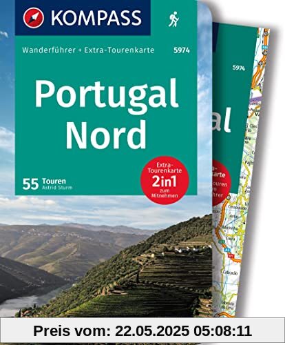 KOMPASS Wanderführer 5974 Portugal Nord, 55 Touren: Wanderführer mit Extra-Tourenkarten und Höhenprofilen, GPX-Daten zum Download