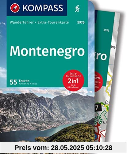KOMPASS Wanderführer 5976 Montenegro, 55 Touren: Wanderführer mit Extra-Tourenkarten und Höhenprofilen, GPX-Daten zum Download