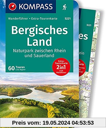 KOMPASS Wanderführer Bergisches Land, Naturpark zwischen Rhein und Sauerland: Wanderführer mit Extra-Tourenkarte 1:75.000, 60 Touren, GPX-Daten zum Download