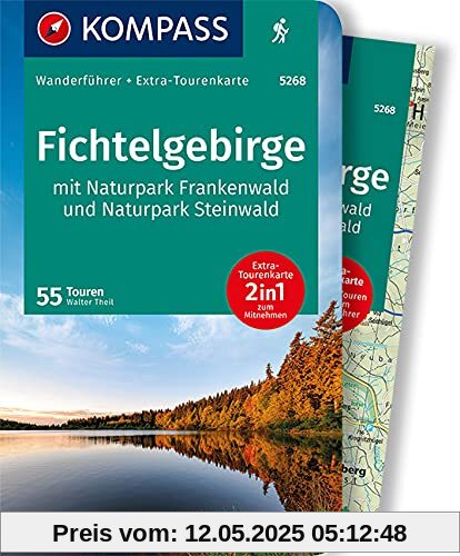 KOMPASS Wanderführer Fichtelgebirge mit Naturpark Frankenwald und Naturpark Steinwald: Wanderführer mit Extra-Tourenkarte 1:65000, 55Touren, GPX-Daten zum Download.