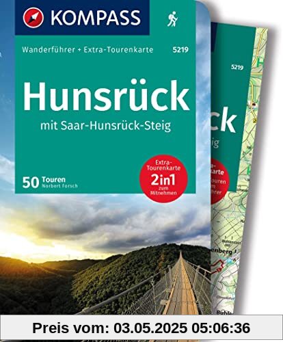 KOMPASS Wanderführer Hunsrück mit Saar-Hunsrück-Steig, 50 Touren: mit Extra-Tourenkarte Maßstab 1:75.000, GPX-Daten zum Download
