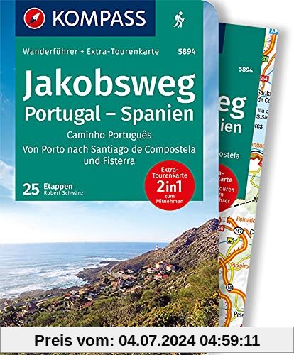 KOMPASS Wanderführer Jakobsweg Portugal Spanien: Wanderführer mit Extra-Tourenkarte 1:50.000, 60 Touren, GPX-Daten zum Download