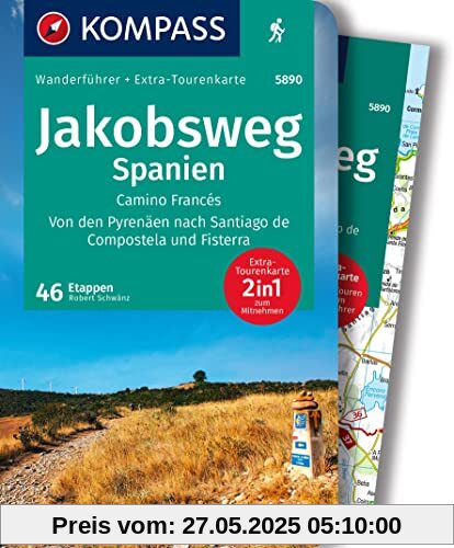 KOMPASS Wanderführer Jakobsweg Spanien, Camino Francés. Von den Pyrenäen nach Santiago de Compostela und Fisterra, 60 Etappen: mit Extra-Tourenkarte, GPX-Daten zum Download KOMPASS Wanderführer Jakobsweg Spanien, Camino Francés. Von den Pyrenäen nach Santiago de Compostela und Fisterra, 60 Etappen: mit Extra-Tourenkarte, GPX-Daten zum Download
