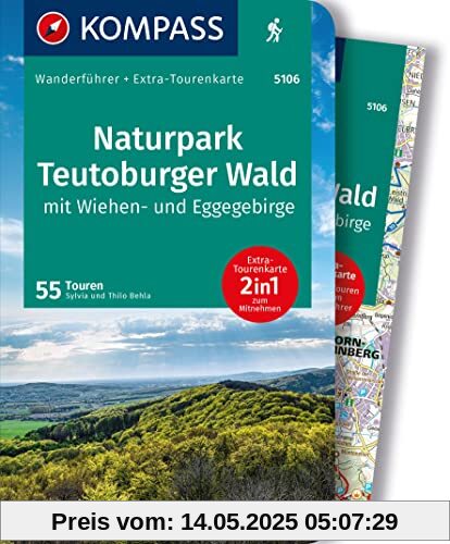 KOMPASS Wanderführer Naturpark Teutoburger Wald mit Wiehen- und Eggegebirge, 55 Touren: mit Extra-Tourenkarte, GPX-Daten zum Download