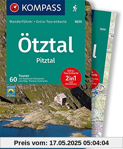 KOMPASS Wanderführer Ötztal, Pitztal: Wanderführer mit Extra-Tourenkarte 1:50.000, 60 Touren, GPX-Daten zum Download